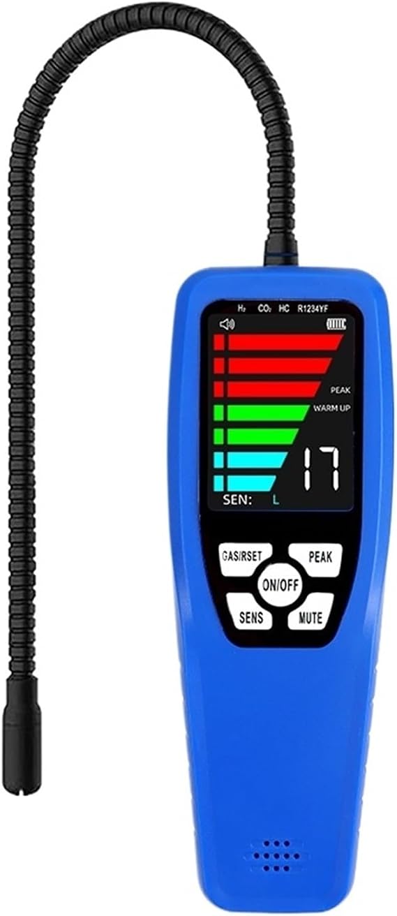 Combustible Gas Leak Detector Halon Refrirant Leak Sniffer R134a CFCs HCFCs HFCs Gas Analyzer with Alarm Probe with Wide Test Range