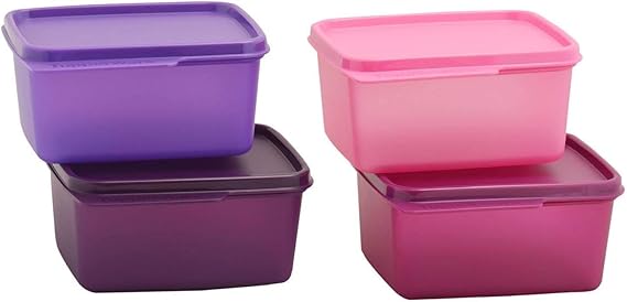 Tupperware Keep Tab Plastic Container Set, 500ml, Set of 4, Multicolour TUP_B01AXR1M88