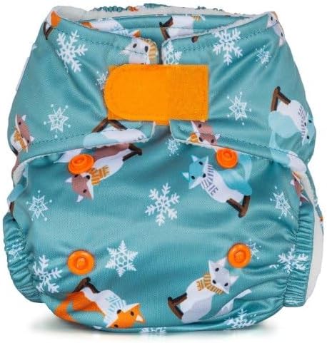 Reusable Washable Nappies Newborn and One Size Pocket Cloth Diaper 5-35lbs Each Nappy with 2 Bamboo Inserts Boosters, Adjustable Popper Closure Hook Loop, Premature (Foxes, Newborn 5-18lbs)
