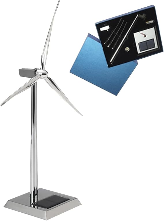 Mini Solar Energy Windmill Model, Delicate Metal Solar Powered Building Wind Turbine Model with 8-10 RPM Rotation Speed
