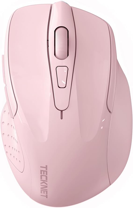 TECKNET Wireless Mouse, BT 5.0/2.4G, Silent 4800 DPI 6 Buttons, Pink