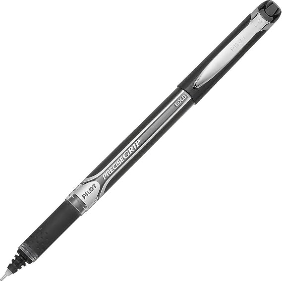 PILOT Precise Grip Rolling Ball Stick Pens, Black Ink, 1.0mm, 12-Pack
