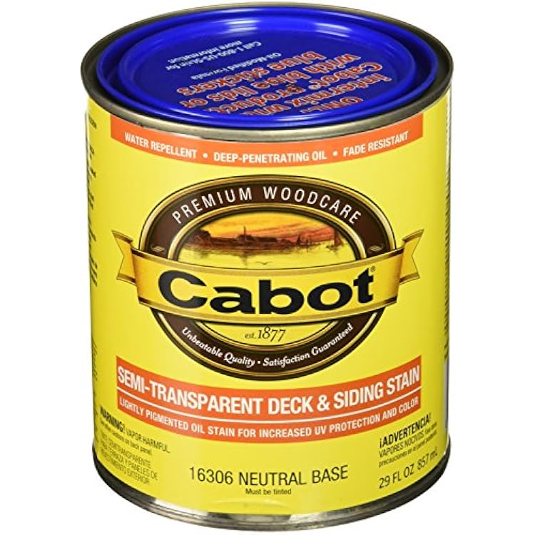 Cabot 206089 Deck and Siding Stain Neutral Base Semi Transparent, 1 Quart