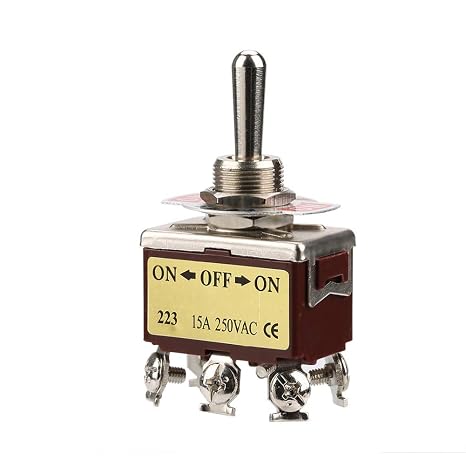 Toggle Switch, ON-Off-ON Momentary Toggle Switch for 6 Pin 12mm 15A 250VAC, ON Off ON Spade Terminals with 3 Position Momentary Toggle Switch