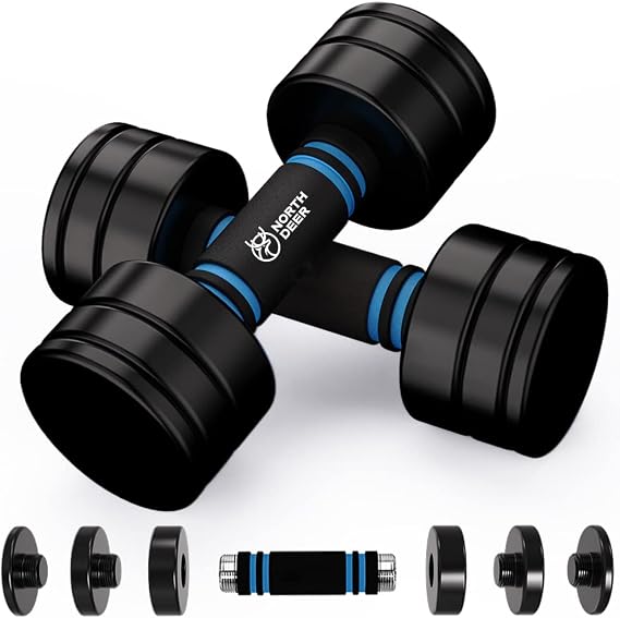 Northdeer Dumbbells Set, Adjustable Ultracompact Chrome Weights Home | Adjustable 2.5kg 5kg 7.5kg 10kg 15kg 25kg Chrome Dumbbell with Foam Handles Home Gym Workout