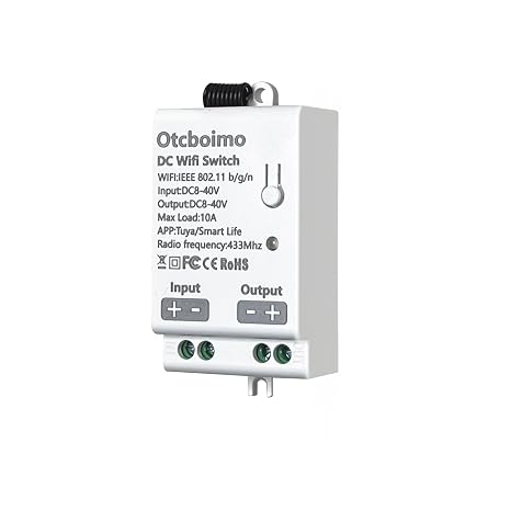 DC 12V 24V Low Voltage WiFi Smart Switch with DC Output | Works with Alexa & Google Home,Smart Life App,for LED Light, Motor, Fan, Lock DC Input & Output