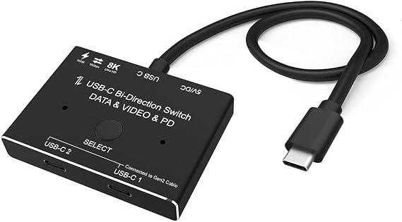 USB-C Type-C 8K Updated Switch USB 3.1 C Gen 2 Cable for Video Bi-Direction 8K@30Hz 4K@120Hz Power Delivery 100w 10Gbps Data Transfer Splitter Converter
