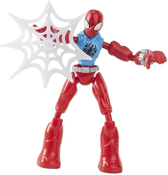 Marvel Spider-Man Bend and Flex Marvels Scarlet Spider Action Figure Toy, 6-Inch Flexible Figure, Includes Web Accessory, for Kids Ages 4 and Up