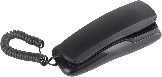 Wall Mounted Telephone Corded Landline Connection for Hotel/Home/Office/Shop Support for Hands-Free Calls (Black)