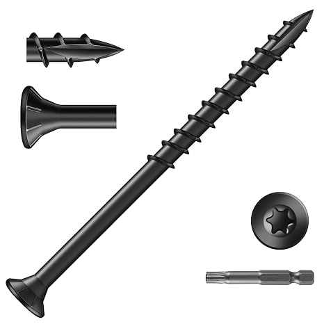 50Pcs Decking Screws, 4.8 x 75mm Black Wood Screws
