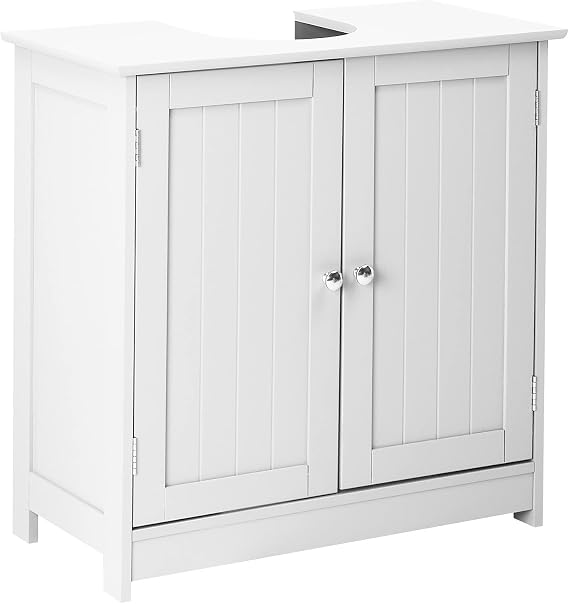 Bonnlo Pedestal Sink Storage Cabinet with 2 Doors Traditional Under Sink Cabinet Bathroom Space Saver Organizer with Adjustable Shelf White 23 5/8" W x 11 7/16" D x 23 5/8" H