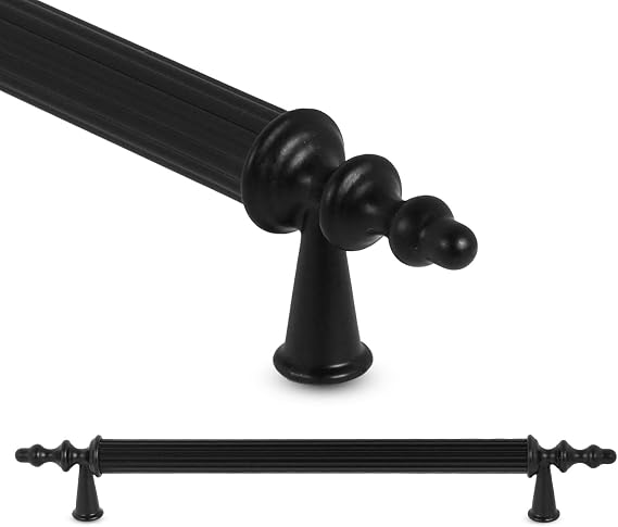 Badem10 Ovacık Çekmece Dolap Kapak Kulpu Kulbu 128 mm Mat Siyah Metal Kulp (10 ADET)