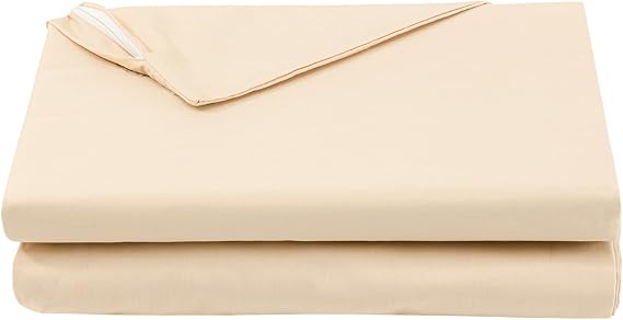 FULI 100% Cotton Zippered Futon Cover, Japanese Shikibuton, Twin XL, Beige