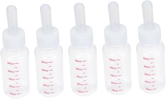 HANABASS Pet Feeding Bottles for Newborn Cats and Dogs 5 Sets 50ml