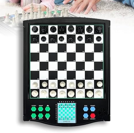Touch Electronic Chess Set with Clear Display Car Game Storage Portable for Single or Two Players Adult
