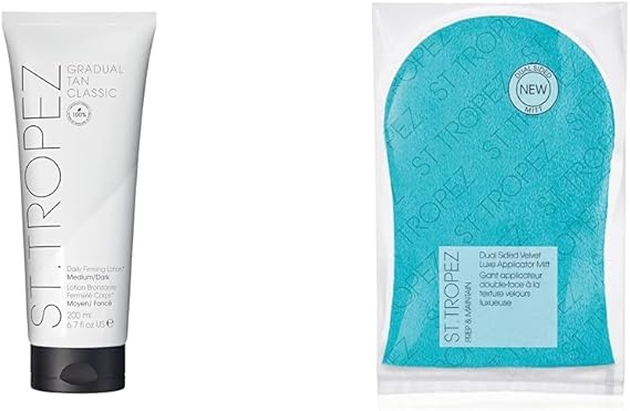 St.Tropez Classic Gradual Sun Tan Lotion - Gradual Sun Kissed Glow Self Tan, Streak-Free Application with Luxe Tanning Mitt and 5 Skincare Benefits