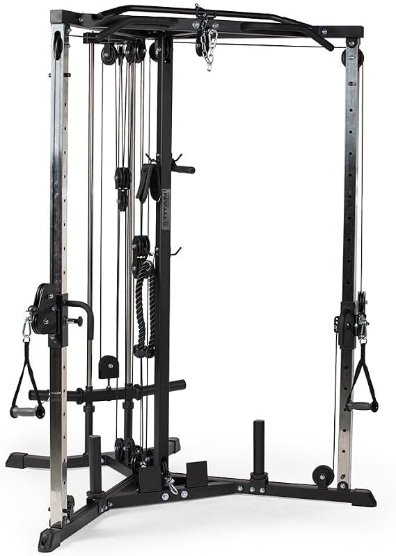 Titan Fitness Plate-Loaded Functional Trainer, Cable Crossover Machine with 660 LB Capacity, Smooth Fiberglass-Reinforced Cables, Multi-Grip Pull-Up Bar, LAT Bar, Low Row, Dual Stirrups