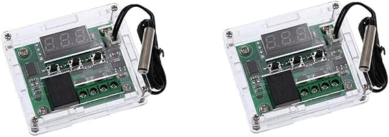 Treedix 2pcs XH-W1209 Digital Display Thermostat High Precision Temperature Controller Temperature Control Switch Miniature Temperature Control Board with Waterproof Probe with Case