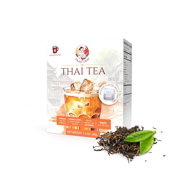 TAAN THAI Thai Tea Drip Bags - 4 Drip Bags (Brewing 4-8 Cups) (Traditional)