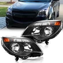 TODO Headlight Assembly Compatible with chevy Equinox Headlamp 2010 2011 2012 2013 2014 2015 w/Bulbs Left Driver+Right Passenger (Black)