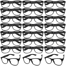 24 Pcs Black Glasses Frame Only No Lens Costume Sunglasses Bulk for Birthday Party Goodie Bags Stuffers