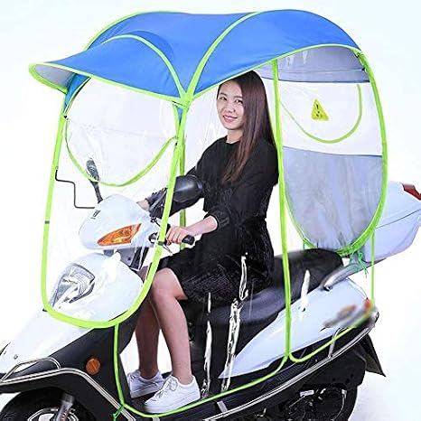 Powersports Vehicle Covers,Mobility Scooter Rain Cover,Universal Bicycle Electric Fully Enclosed Folding Waterproof Umbrella,Motorcycle Sunshade, Sun Shade Rain Cover (with Rearview Mirror A