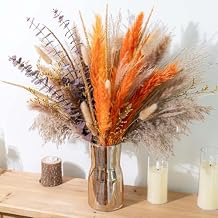 Boho Decor Bouquet Eucalyptus Pampas Grass Decor Dried Pampas Home Decor Dried Flowers Bouquet for Wedding Floral Arrangements Table,Home,Rustic,Farmhouse Decor(White&Green)