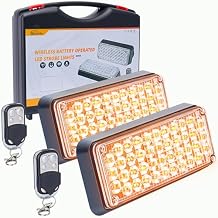 Amber Magnetic Flashing Strobe Light/w Controller, Battery Operated Rechargeable LED Safety Beacon Lights, Mini Portable Emergency Warning Light Bar for Vehicles, Trucks, Car 2-Pcs