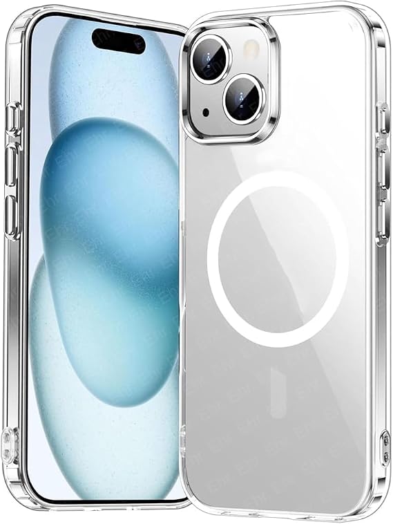 Coverzone İphone 14 Plus İle Uyumlu Yüksek Kalite Kablosuz Şarj Özellikli Silikon Telefon Kılıfı Şeffaf, Wireless Magsafe ile uyumlu Silikon Kapak Şeffaf