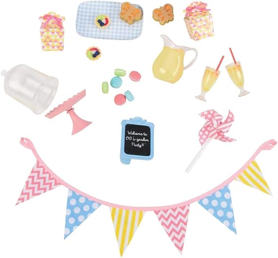 Our Generation - Garden Party - Garden Party Set - Play Food & Rainbow Banner - 18-Inch Doll Accessories - Pretend Play - Toy for Kids 3 Years +
