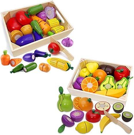 Wooden Play Food Fruits Toy and Wooden Play Food Vegetables Toy