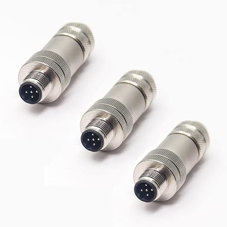 M12 Male 5Pin Plug, B-Coded Shielded Metal Shell, Waterproof Field Assembly Screw-Joint, Industrial Signal Transmission, for High-Precision Equipment Technicians