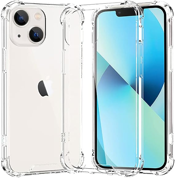 Melomon Case for iPhone 13 (6.1-Inch), Anti-Scratch Ultra Clear Shockproof Hard PC Back & Soft TPU, (Airbag Protection) Bumper Protective Cover for iPhone 13 - Clear