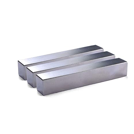 Spencer Neodymium Rectangular Bar Magnets - 48 x 10 x 10 mm, Silver, Pack of 3