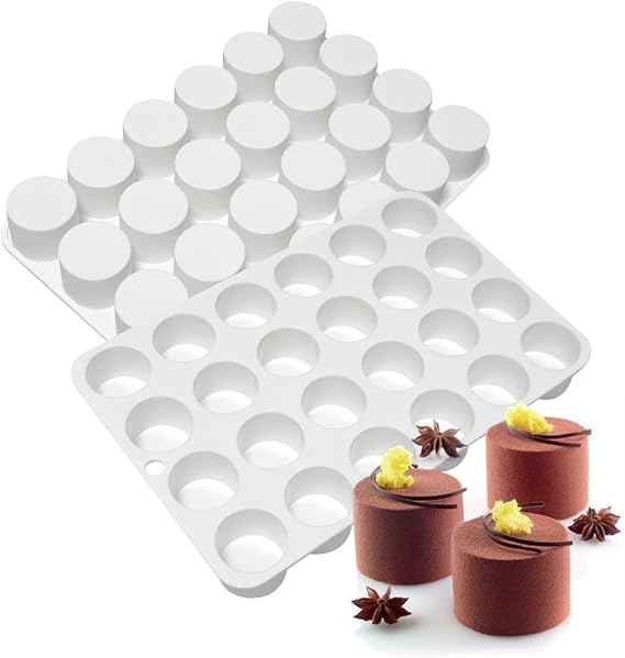 24 Cavity Cylinder Silicone Cake Mold For Cookies Making 3D Handmade Kitchen Reuse Baking Tools Decorating Mousse (B_ Cylinder)