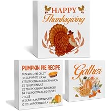 3 Pcs Fall Tiered Tray Decor Happy Thanksgiving Sign Home Decorations Autumn Theme 3 Pcs Wood Decorative Signs for Table Desk Shelf Wall