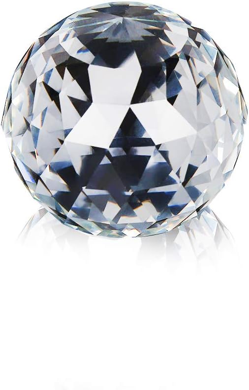 HEEPDD Clear Cut Crystal Glass Ball, 60/80mm Translucent Faceted Gazing Ball Clear Cut Crystal Sphere Prisms Glass Ball Home Hotel Decor Hardware Fittings(80MM/3.15in)