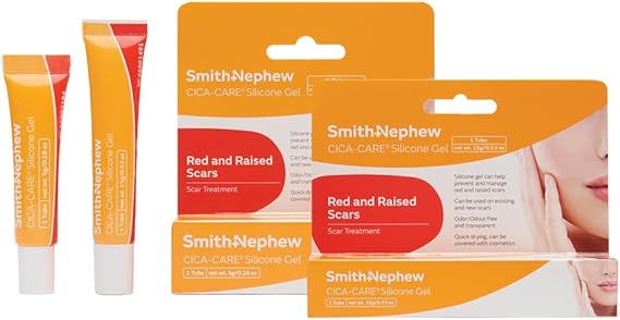 Smith + Nephew CICA-Care Silicone Gel, Advanced Scar Cream, Prevent and Manage Red and Raised Scars - New and Existing, Odor Free, Quick Drying, 1 Tube, 0.18oz (5g), SKU 66803184