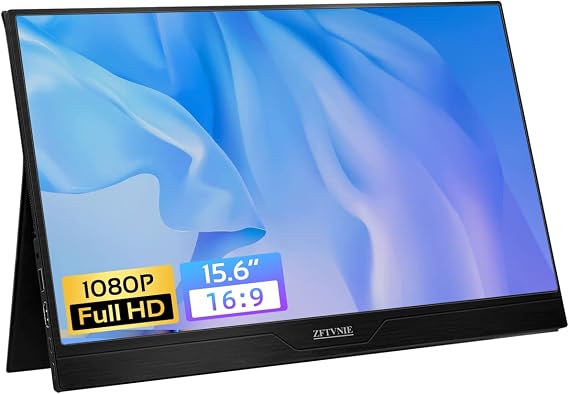 15.6'' FHD 1920 * 1080P IPS Portable Monitor, Ultra-Slim Display with USB C, HDMI, Cover & Dual Speakers, External Monitor for Laptop PC Phone Xbox PS4