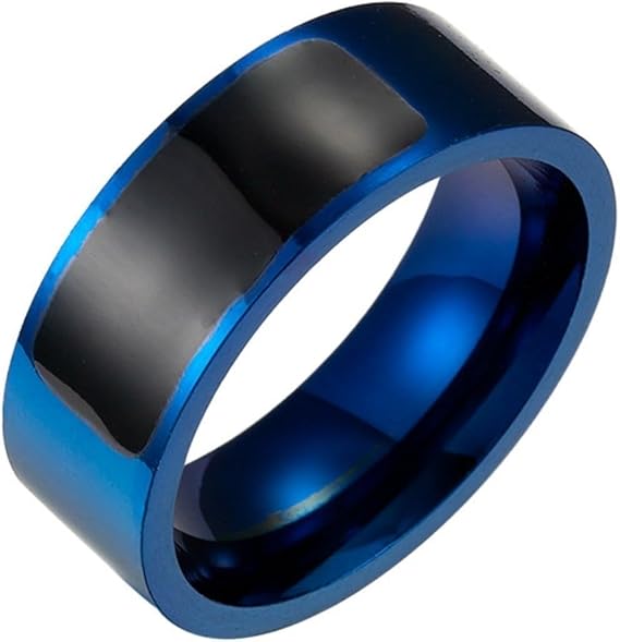 Multifunctional Waterproof NFC Smart Ring Smart Wearable Ring Compatible with Android/iOS Apps (Color : Blue, Size : 5#)