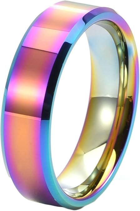 Wedding Ring, Tungsten Simple Polished Ring Beveled Edges 4MM/6MM/8MM for Men Women
