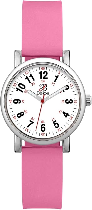 Original Petite Nurse Watch for Medical Professionals and Students - Various Scrub Colors - Small Easy Read Dial, Military Time with Second Hand, Silicone Band, 3 ATM Water Resistant