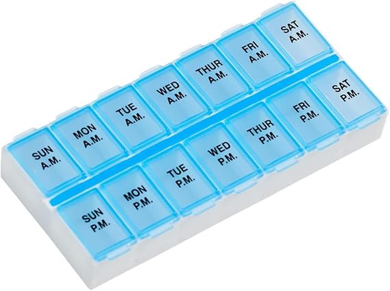 Ezy Dose Weekly (7-Day) AM/PM Pill Organizer, Medium Case, Color May Vary