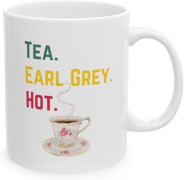 Tea. Earl Grey. Hot. Coffee Mug, Gift for Tea Lovers, Starship Enthusiasts, and Office Humor, Gift for birthdays, holidays, friends, family, or co-workers. Ceramic Mug, (11oz, 15oz)