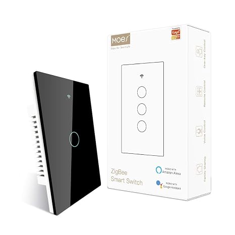 MOES ZigBee Smart Switch 1 Gang, Require MOES ZigBee Hub, No Neutral, Black
