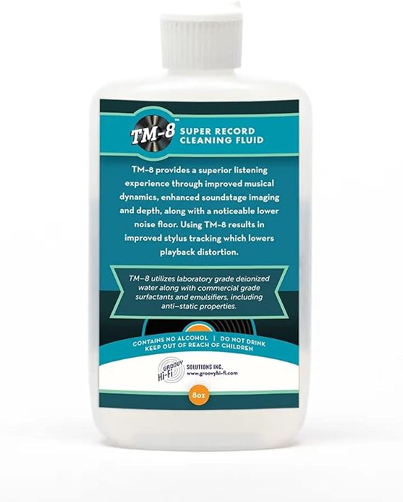TM-8 Super Record Cleaning Solution - 8oz (237 ml) | One Ounce Will Thoroughly Clean 10 Records, Front and Back | Made in the USA | #1 Choice for Audiophiles