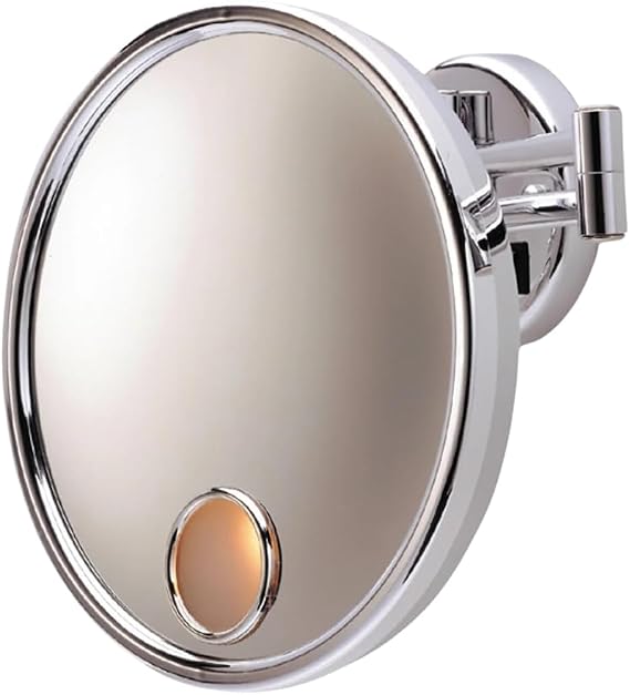 JERDON Lighted Wall-Mount Makeup Mirror - 3X Magnification - Chrome - JD8C