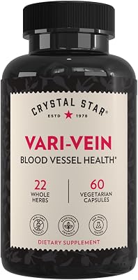 Crystal Star Vari-Vein 60 Capsules - Herbal Circulation Support Supplement for Varicose Veins & Spider Veins Treatment - Witch Hazel, Butchers Broom, Hawthorn & Horse Chestnut- Non-GMO