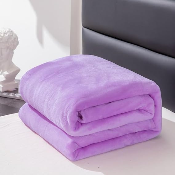 Hixingo Solid Color Flannel Fleece Blanket for Sofa and Bed, Warm Soft Blankets Home Decor Couch Sofa Chair Bed Throw for Adults Office Chair Travel Camping (Purple,50x70cm)