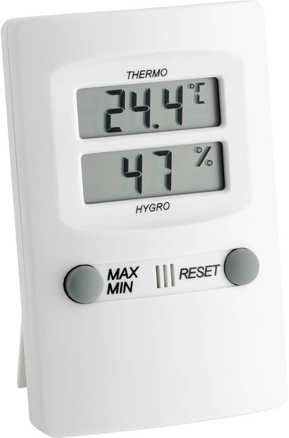 TFA Dostmann Digital Thermo-Hygrometer Indoor Temperature and Humidity Maximum and Lowest Values for a Healthy Indoor Climate L 70 x W 20 (70) x H 110 mm